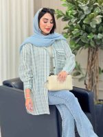 مانتو راه راه سرجیب دوبل کد 6867 - تصویر 5