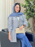 مانتو راه راه سرجیب دوبل کد 6867 - تصویر 14