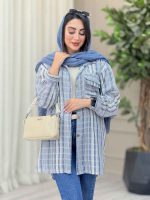 مانتو راه راه سرجیب دوبل کد 6867 - تصویر 4