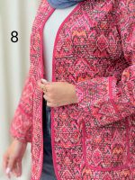 مانتو طرح دار نوار دوزی دو جیب کد 4625 - تصویر 36
