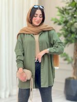 مانتو تک جیب بغل سه دکمه عسل کد 6864 - تصویر 20
