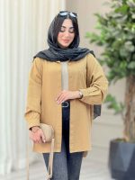 مانتو تک جیب بغل سه دکمه عسل کد 6864 - تصویر 3