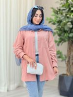 مانتو تک جیب بغل سه دکمه عسل کد 6864 - تصویر 9