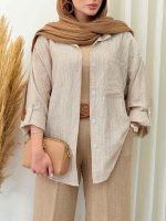 شومیز طرح دار تک جیب تبسم کد 6872 - تصویر 5
