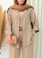 شومیز طرح دار تک جیب تبسم کد 6872 - تصویر 4
