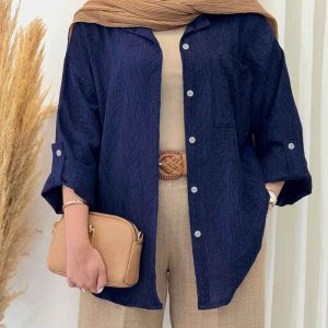 شومیز طرح دار تک جیب تبسم کد 6872