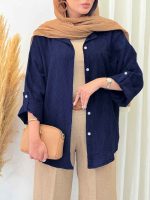شومیز طرح دار تک جیب تبسم کد 6872 - تصویر 12
