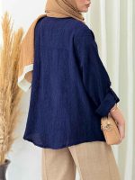شومیز طرح دار تک جیب تبسم کد 6872 - تصویر 10