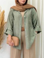 شومیز طرح دار تک جیب تبسم کد 6872 - تصویر 2
