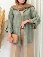 شومیز طرح دار تک جیب تبسم کد 6872 - تصویر 11