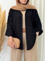 شومیز طرح دار تک جیب تبسم کد 6872 - تصویر 6