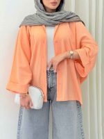 مانتو پانچ آستین پاکتی تک جیب کد 6858 - تصویر 38