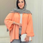 مانتو پانچ آستین پاکتی تک جیب کد 6858