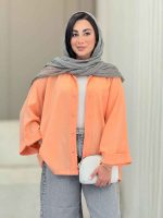مانتو پانچ آستین پاکتی تک جیب کد 6858 - تصویر 14