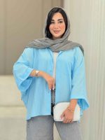 مانتو پانچ آستین پاکتی تک جیب کد 6858 - تصویر 34