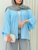 مانتو پانچ آستین پاکتی تک جیب کد 6858 - تصویر 12