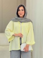 مانتو پانچ آستین پاکتی تک جیب کد 6858 - تصویر 35