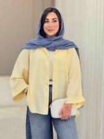 مانتو پانچ آستین پاکتی تک جیب کد 6858 - تصویر 8