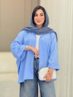 مانتو پانچ آستین پاکتی تک جیب کد 6858 - تصویر 7