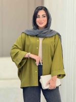 مانتو پانچ آستین پاکتی تک جیب کد 6858 - تصویر 5
