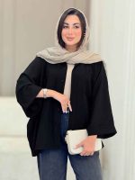 مانتو پانچ آستین پاکتی تک جیب کد 6858 - تصویر 4