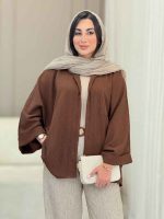 مانتو پانچ آستین پاکتی تک جیب کد 6858 - تصویر 3