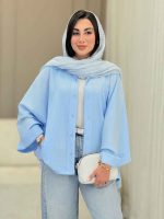مانتو پانچ آستین پاکتی تک جیب کد 6858 - تصویر 2