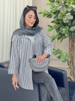 مانتو راه راه آستین پاگن سویل کد 6894 - تصویر 5