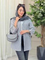 مانتو راه راه آستین پاگن سویل کد 6894 - تصویر 2