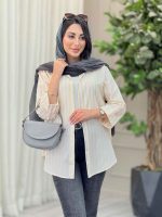 مانتو راه راه آستین پاگن سویل کد 6894 - تصویر 4