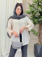مانتو راه راه آستین پاگن سویل کد 6894 - تصویر 7