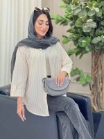 مانتو راه راه آستین پاگن سویل کد 6894 - تصویر 11