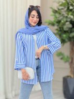 مانتو راه راه آستین پاگن سویل کد 6894 - تصویر 9