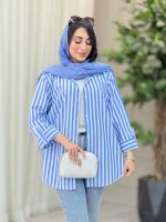 مانتو راه راه آستین پاگن سویل کد 6894 - تصویر 6