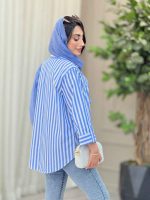 مانتو راه راه آستین پاگن سویل کد 6894 - تصویر 3