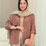 مانتو دو جیب آستین پاگن ساناز کد 6829