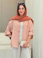 مانتو دو جیب آستین پاگن ساناز کد 6829 - تصویر 4