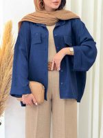 مانتو سر جیب نما آستین پاکتی کد 6808 - تصویر 9