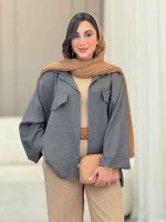مانتو سر جیب نما آستین پاکتی کد 6808 - تصویر 5