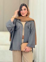 مانتو سر جیب نما آستین پاکتی کد 6808 - تصویر 3