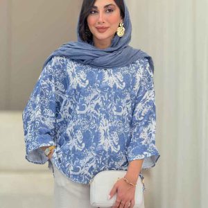 مانتو پانچ طرح دار کد 6882