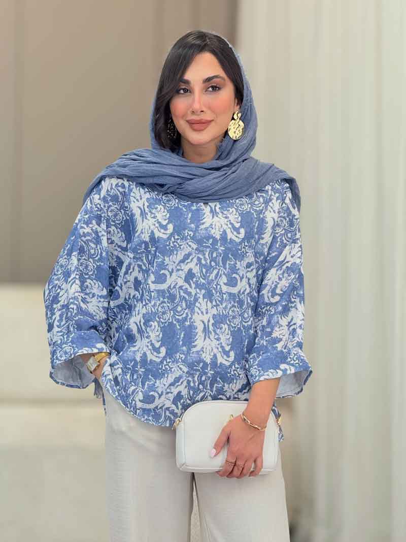 مانتو پانچ طرح دار کد 6882 مانتو پانچ طرح دار کد 6882