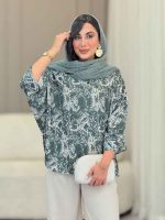 مانتو پانچ طرح دار کد 6882 - تصویر 2