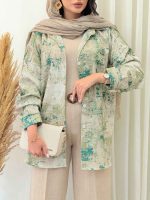 مانتو طرح دار تک جیب فریبا کد 6842 - تصویر 12