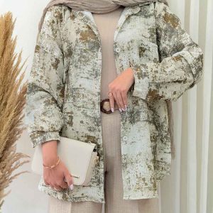 مانتو طرح دار تک جیب فریبا کد 6842