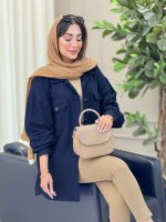 مانتو کتان دو جیب پاکتی شیلا کد 6892 - تصویر 9