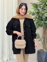 مانتو کتان دو جیب پاکتی شیلا کد 6892 - تصویر 4