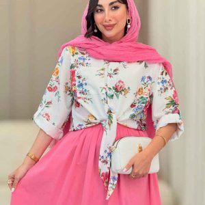 شومیز گره ای طرح گل کد 6890