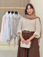 شومیز آستین پاگن گره ای کد 6740 - تصویر 3