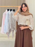 شومیز آستین پاگن گره ای کد 6740 - تصویر 15